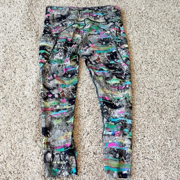 NEW Lululemon Fast Free High Rise Crop Leggings Paint Drift Multi 8 Pockets - Picture 11 of 14